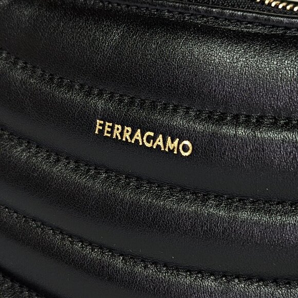 Ferragamo Rainbow Quilted Black Leather Hobo Crossbody Bag (MSRP $1,650) - Picture 5 of 12